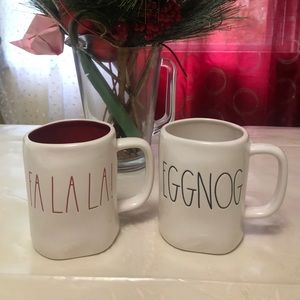 Rae Dunn By Magenta “FA LA LA” And “EGGNOG” Mugs